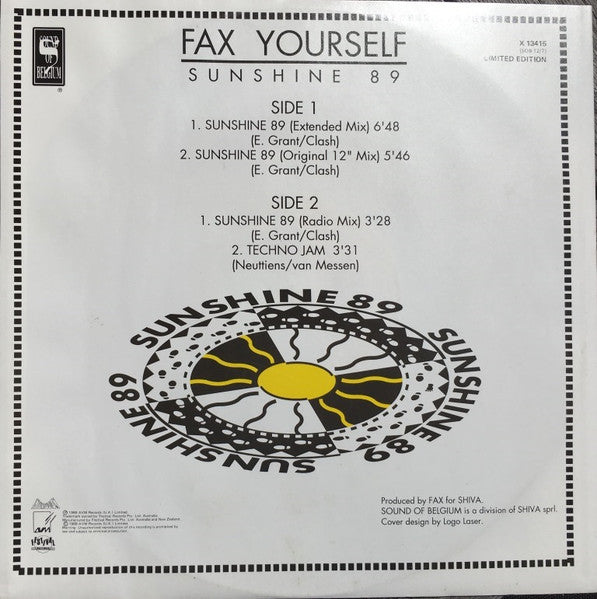 Fax Yourself – Sunshine 89 12" vinyl record, image 2 of 4