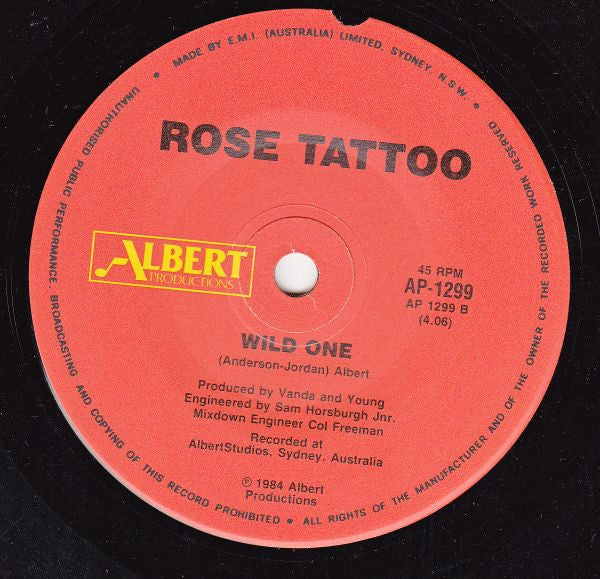 Rose Tattoo – I Wish 7" vinyl record, image 4 of 4