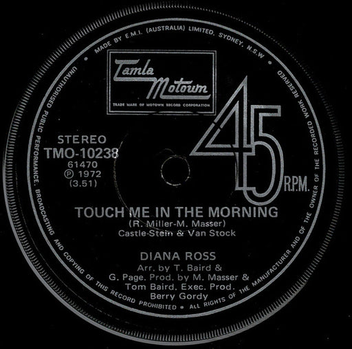 Diana Ross – Touch Me In The Morning 7" vinyl record, image 1 of 2