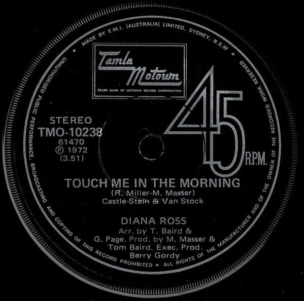 Diana Ross – Touch Me In The Morning 7" vinyl record, image 1 of 2