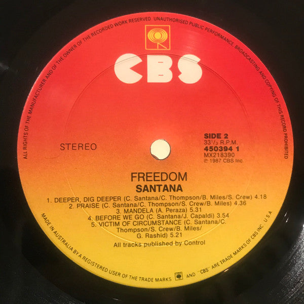 Santana – Freedom LP vinyl record, image 3 of 6