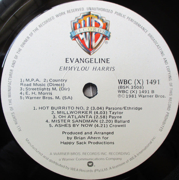 Emmylou Harris – Evangeline LP vinyl record, image 4 of 7