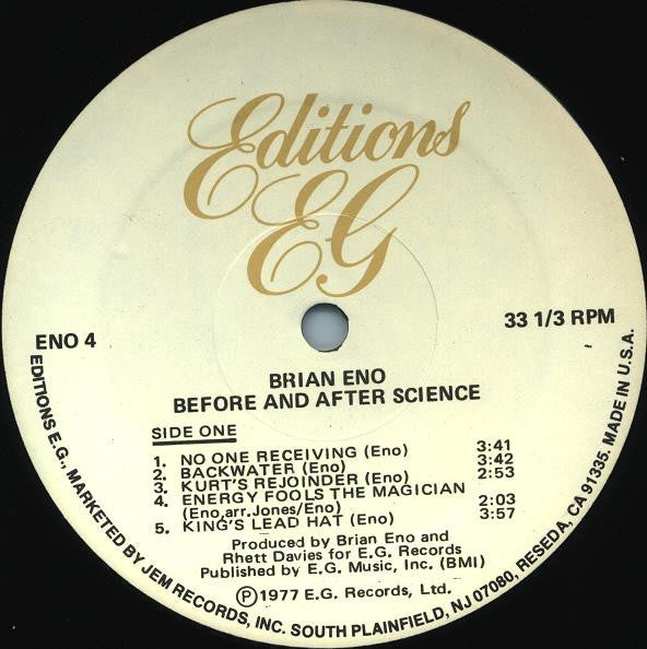 Brian Eno – Before And After Science LP vinyl record, image 3 of 4