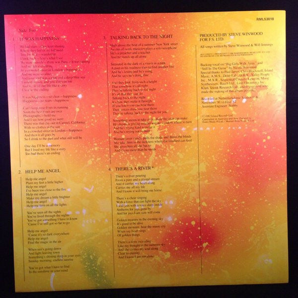 Steve Winwood – Talking Back To The Night LP vinyl record, image 5 of 7