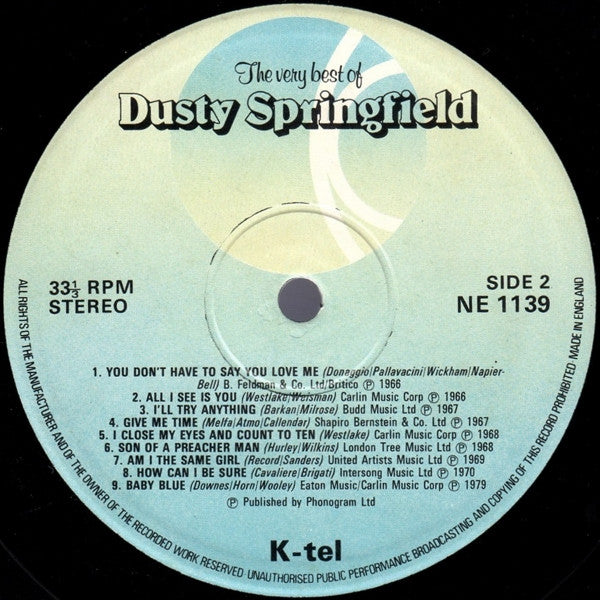 Dusty Springfield – The Very Best Of Dusty Springfield LP vinyl record, image 4 of 4