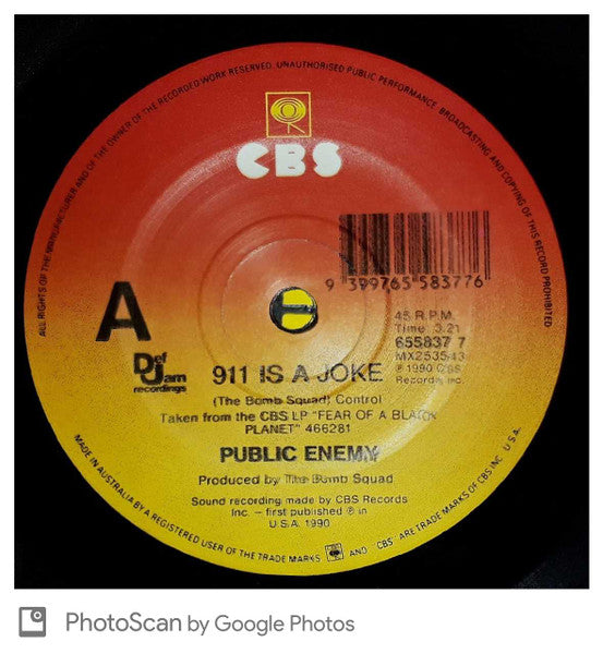 Public Enemy – 911 Is A Joke 7" vinyl record, image 3 of 4
