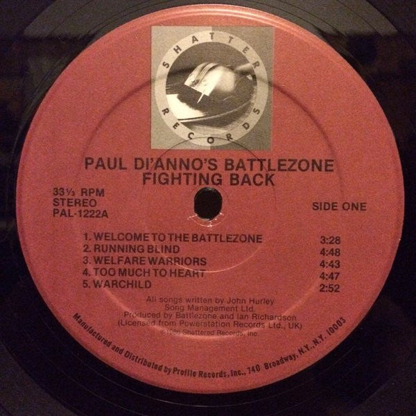 Paul Di'anno's Battlezone – Fighting Back LP vinyl record, image 3 of 4