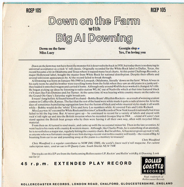 Al Downing – Down On The Farm With Big Al Downing 7" vinyl record, image 2 of 3