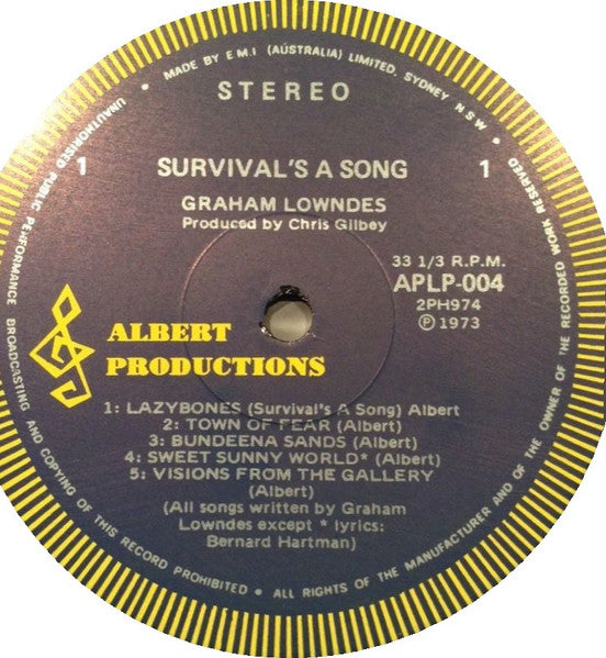 Graham Lowndes – Survival's A Song LP vinyl record, image 5 of 6