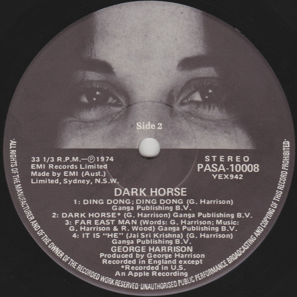 George Harrison – Dark Horse LP vinyl record, image 7 of 7