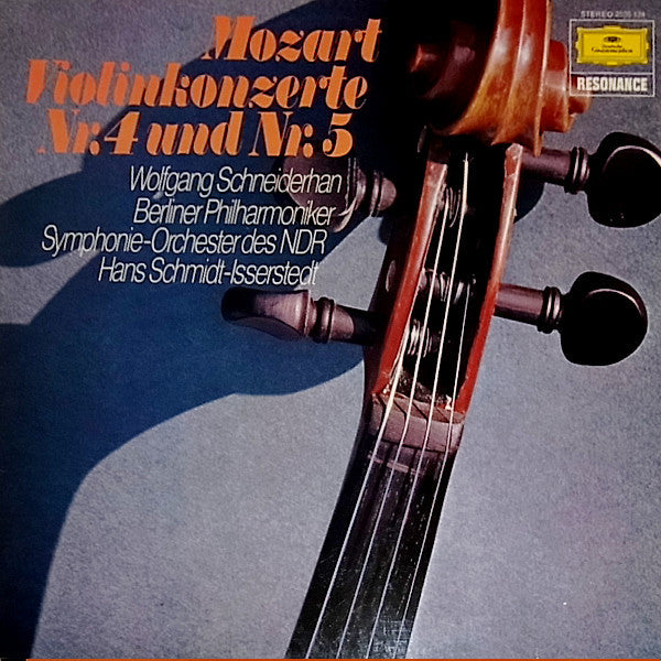 Wolfgang Amadeus Mozart, Wolfgang Schneiderhan, Berliner Philharmoniker, NDR Sinfonieorchester, Hans Schmidt-Isserstedt – Violinkonzerte Nr. 4 Und Nr. 5 LP vinyl record, image 1 of 4