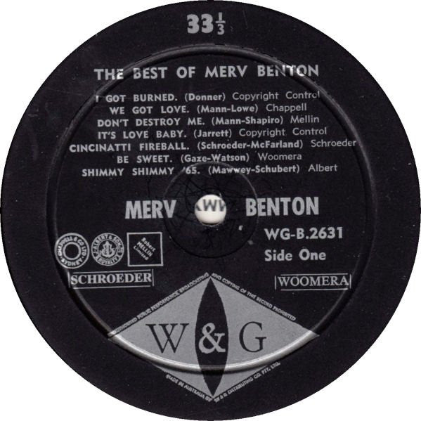 Merv Benton – The Best Of Merv Benton LP vinyl record, image 3 of 3