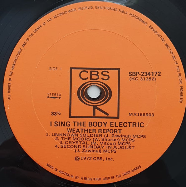 Weather Report – I Sing The Body Electric LP vinyl record, image 3 of 6
