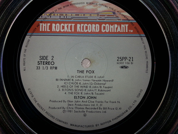 Elton John – The Fox LP vinyl record, image 4 of 8