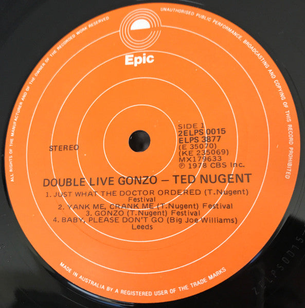 Ted Nugent – Double Live Gonzo! (2xLP) LP vinyl record, image 5 of 8