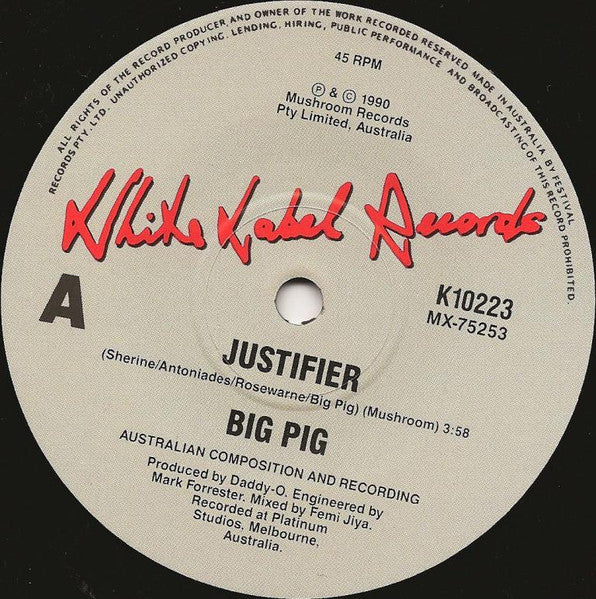Big Pig – Justifier 7" vinyl record, image 3 of 4