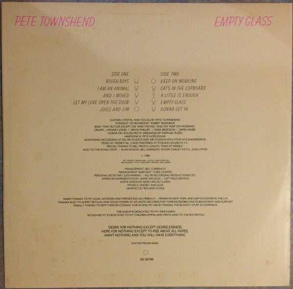 Pete Townshend – Empty Glass LP vinyl record, image 7 of 7