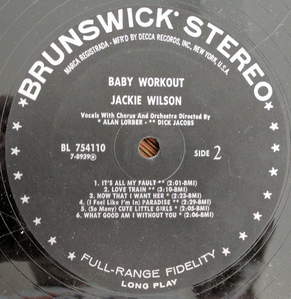 Jackie Wilson – Baby Workout LP vinyl record, image 3 of 3