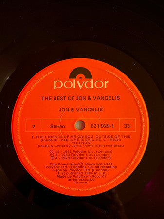 Jon & Vangelis – The Best Of Jon And Vangelis LP vinyl record, image 3 of 4