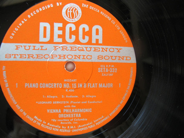Leonard Bernstein, Wiener Philharmoniker, Wolfgang Amadeus Mozart – Symphony no. 36 "Linz", K.425 / Piano Concerto no. 15, K.450 LP vinyl record, image 2 of 5