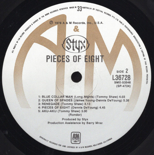 Styx – Pieces Of Eight LP vinyl record, image 4 of 4