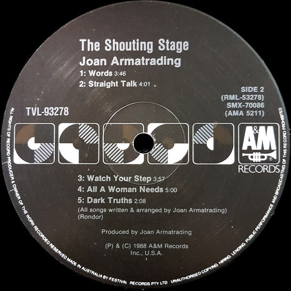 Joan Armatrading – The Shouting Stage LP vinyl record, image 4 of 6