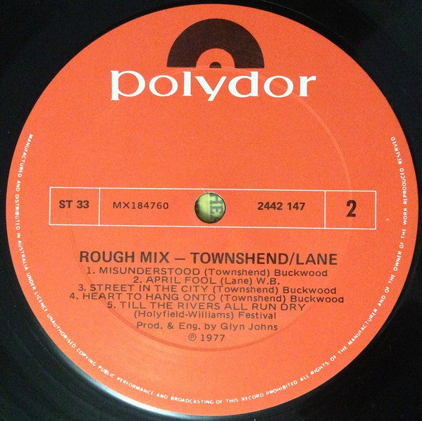 Pete Townshend, Ronnie Lane – Rough Mix LP vinyl record, image 8 of 8