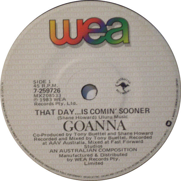 Goanna – That Day Is Comin' Sooner 7" vinyl record, image 3 of 4