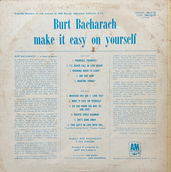 Burt Bacharach – Make It Easy On Yourself LP vinyl record, image 2 of 5