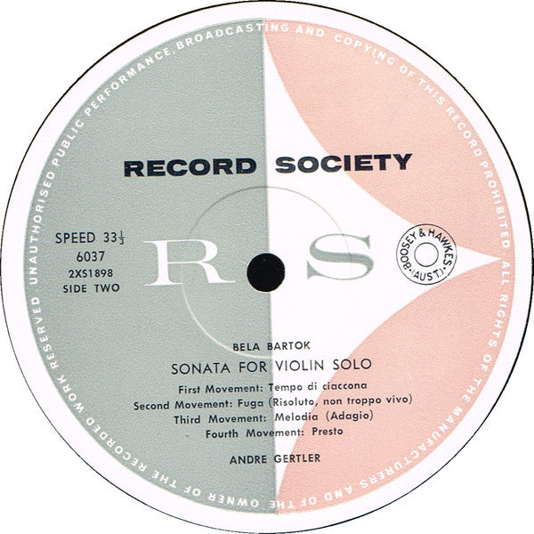 Alban Berg, Béla Bartók – Violin Concerto / Sonata For Solo Violin LP vinyl record, image 4 of 5