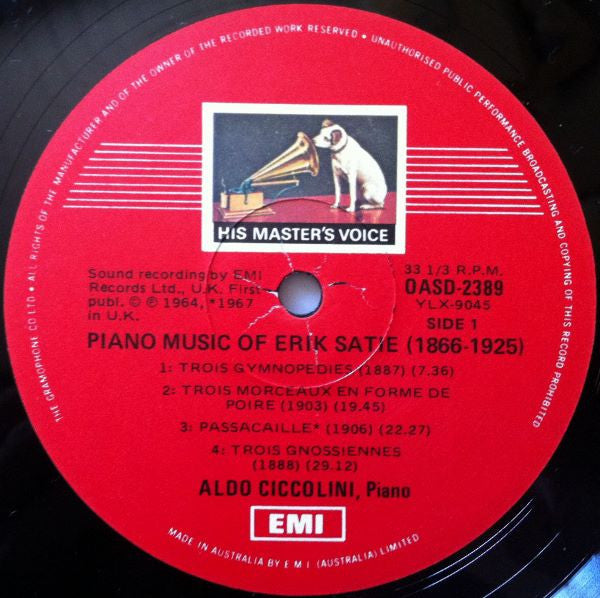 Erik Satie, Aldo Ciccolini – Piano Music LP vinyl record, image 3 of 4