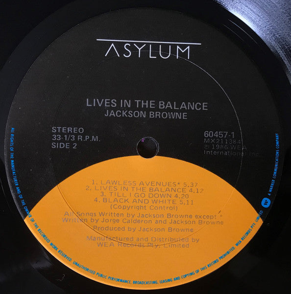 Jackson Browne – Lives In The Balance LP vinyl record, image 4 of 6