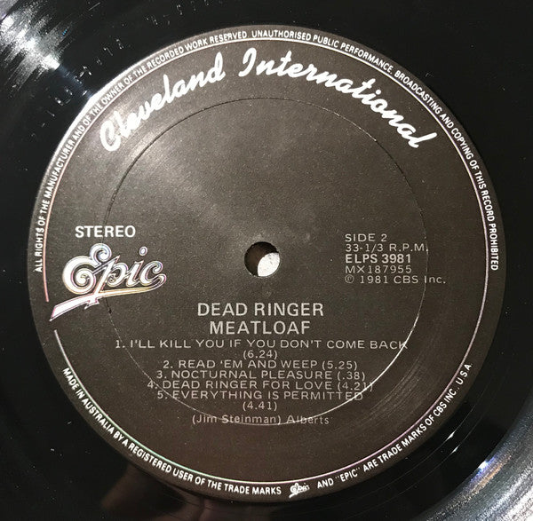 Meat Loaf – Dead Ringer LP vinyl record, image 7 of 7
