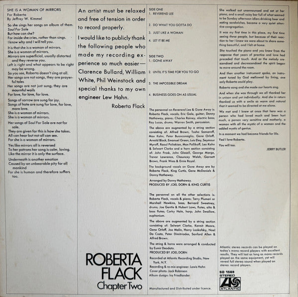 Roberta Flack – Chapter Two LP vinyl record, image 2 of 4