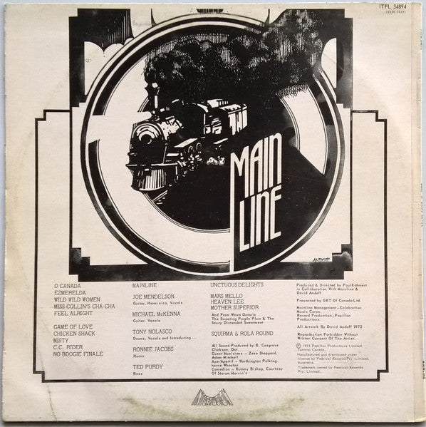 McKenna Mendelson Mainline – The Mainline Bump'n'Grind Revue Live At The Victory Theatre Spadina & Dundas Sunday February 27 1972 LP vinyl record, image 2 of 4