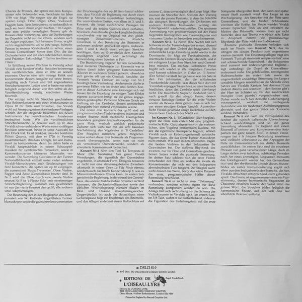 Antonio Vivaldi, Stephen Preston, The Academy Of Ancient Music – Six Flute Concertos, Op. 10 LP vinyl record, image 8 of 8