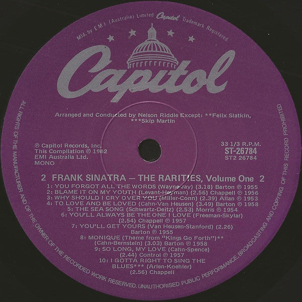 Frank Sinatra – The Rarities - Volume One LP vinyl record, image 4 of 4