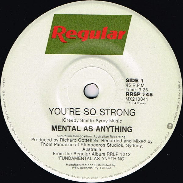 Mental As Anything – You're So Strong 7" vinyl record, image 3 of 4