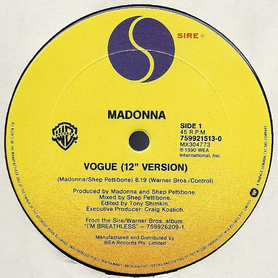 Madonna – Vogue 12" vinyl record, image 3 of 4