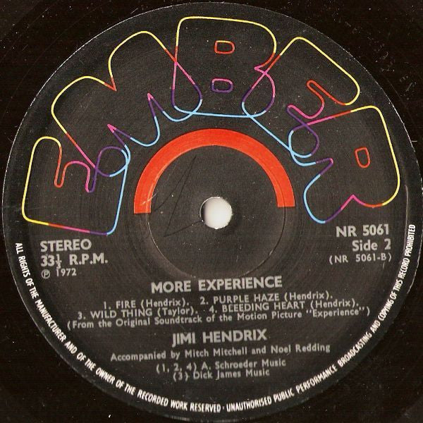 Jimi Hendrix – More "Experience" Jimi Hendrix (Titles From The Original Sound Track Of The Feature Length Motion Picture) (Volume Two) LP vinyl record, image 4 of 4