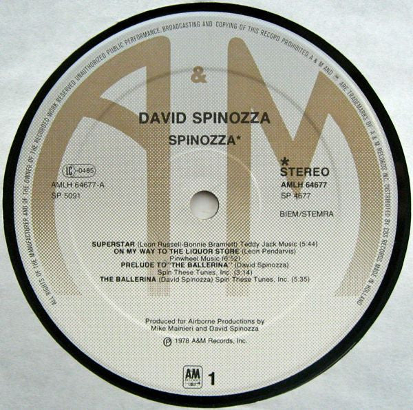 David Spinozza – Spinozza LP vinyl record, image 3 of 5