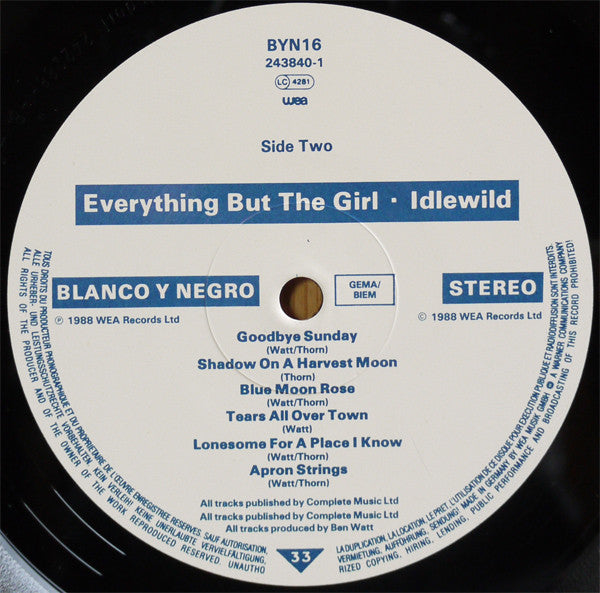 Everything But The Girl – Idlewild LP vinyl record, image 4 of 4