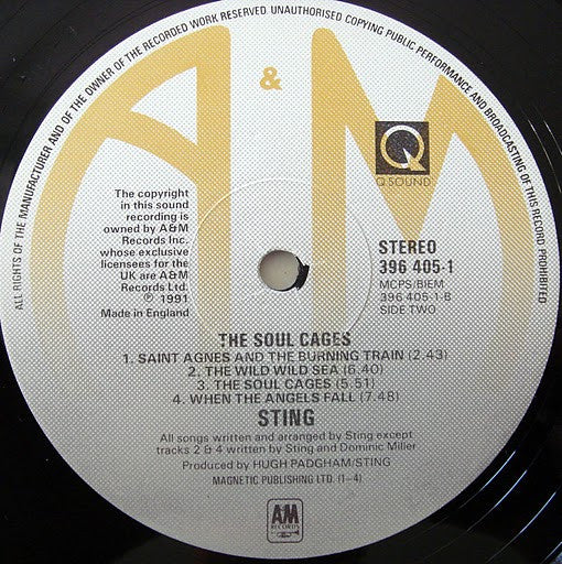 Sting – The Soul Cages LP vinyl record, image 4 of 4