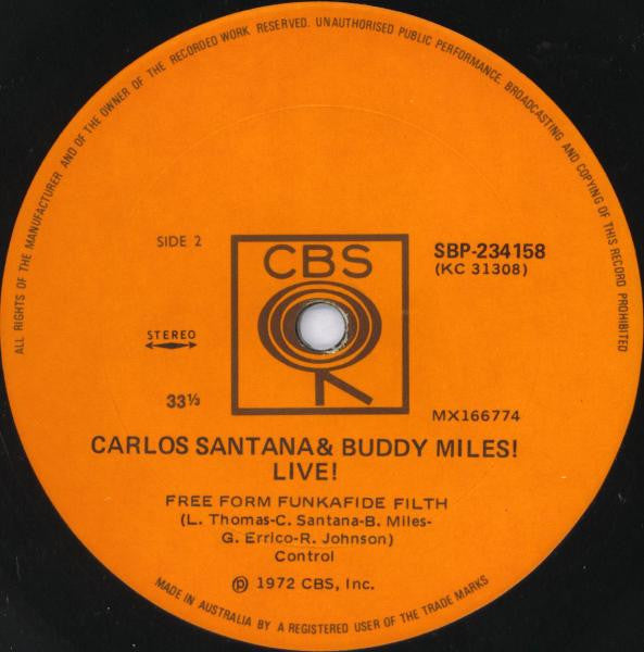 Carlos Santana, Buddy Miles – Carlos Santana And Buddy Miles! Live! LP vinyl record, image 3 of 4