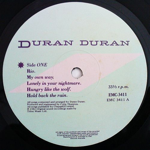Duran Duran – Rio LP vinyl record, image 3 of 8