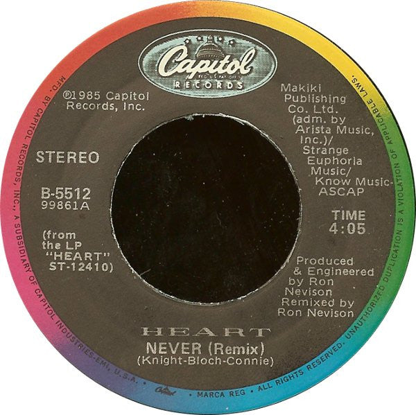 Heart – Never 7" vinyl record, image 3 of 4