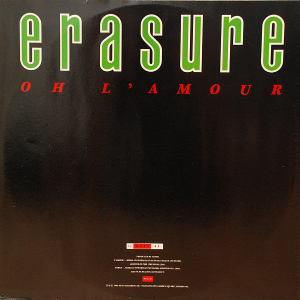 Erasure – Oh L'Amour 12" vinyl record, image 2 of 4