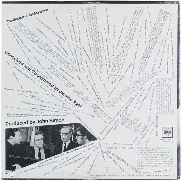 Marshall McLuhan – The Medium Is The Massage: With Marshall McLuhan LP vinyl record, image 2 of 4