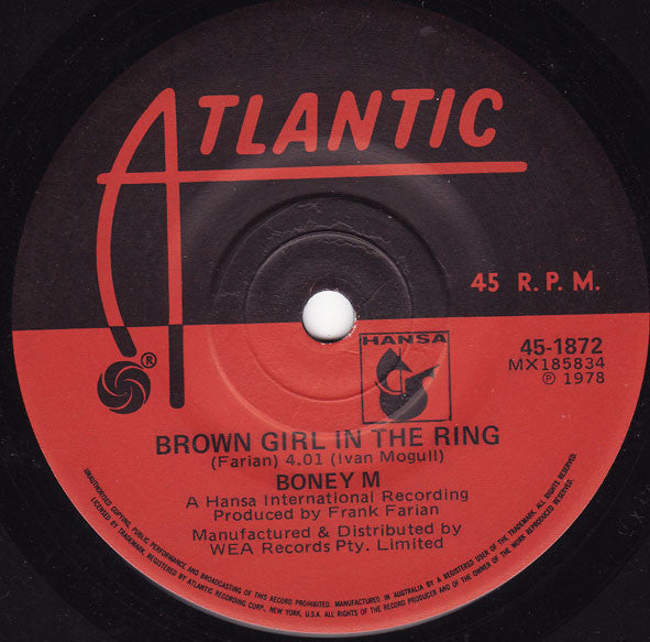 Boney M. – Rivers Of Babylon 7" vinyl record, image 2 of 2