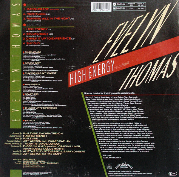 Evelyn Thomas – High Energy LP vinyl record, image 2 of 4